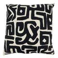 Saro Lifestyle SARO 9612.BW22SP 22 in. Square Poly Filled Throw Pillow with Black & White Kuba Cloth Design 9612.BW22SP